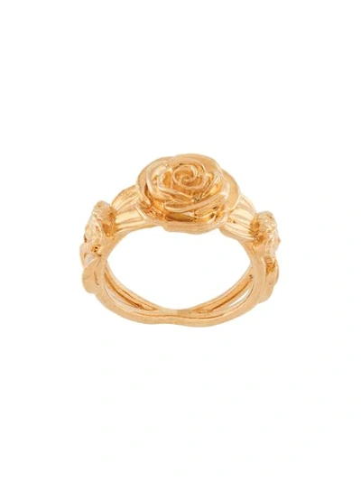 Versace Rose Embossed Ring In Gold