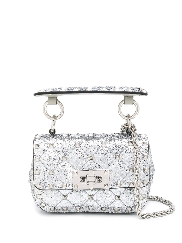 valentino rockstud spike bag silver