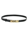 Moschino Women's Skinny Leather Logo Belt In Black