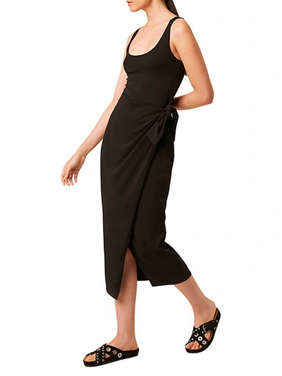French Connection Zenna Sleeveless Faux Wrap Dress In Black
