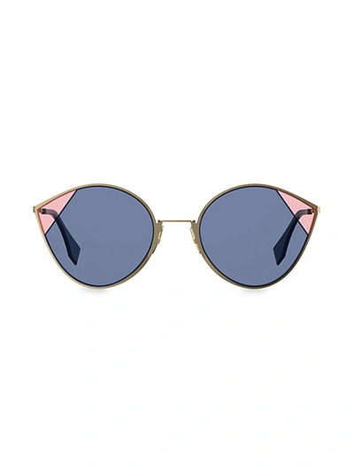Fendi 60mm Cat Eye Sunglasses In Gold Blue
