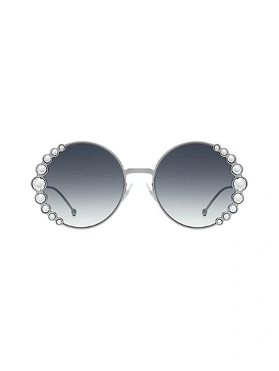 Fendi 58mm Oversized Round Swarovski Crystal Sunglasses In Pink