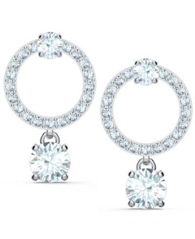 SWAROVSKI SILVER-TONE CRYSTAL CIRCLE & CHARM DROP EARRINGS