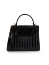 Nancy Gonzalez Tina Craig X  Medium Lily Striped Crocodile & Raffia Top Handle Bag In Black