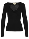 GUCCI FINE VISCOSE V-NECK LONG SLEEVE TOP,623598XKBBB 1000