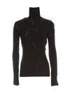 MARQUES' ALMEIDA LIGHT WEIGHT FEATHER TURTLENECK JUMPER WITH FLARED SLEEVES,PRE20KN0071LWF BLACK