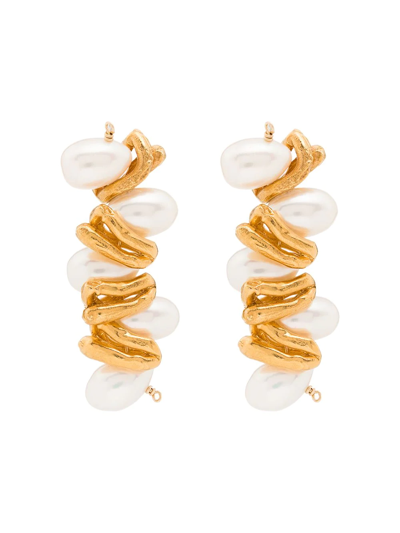 Alighieri Calliope Gold-plated Pearl Earrings In White