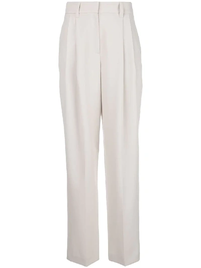 Brunello Cucinelli High-waisted Wide Leg Trousers In White