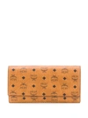 Mcm Color Visetos Large Tri-fold Wallet In Brown