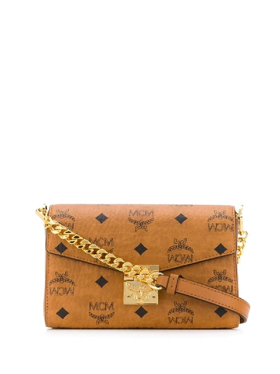 Mcm Medium Millie Visetos-print Crossbody Bag In Brown