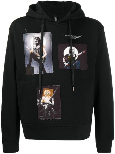 Neil Barrett Rockstar God Hooded Cotton-jersey Sweatshirt In Black