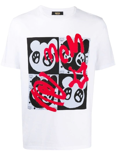Mcm Graffiti-print Crew Neck T-shirt In White