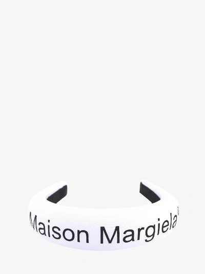 Mm6 Maison Margiela Logo Print Hairband In White