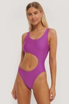 PAOLA LOCATELLI X NA-KD Cut Out Swimsuit Purple