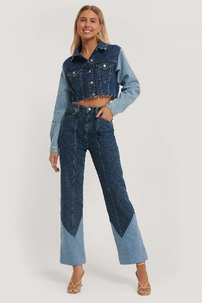 Paola Locatelli X Na-kd Cut And Sew Jeans - Blue In Denim Blue