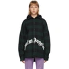 PALM ANGELS BLACK & GREEN CHECKED HOODED OVERSHIRT