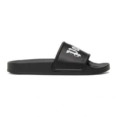 Palm Angels Black Pool Slides In Black/white