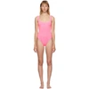 HUNZA G HUNZA G PINK CLASSIC SQUARE NECK ONE-PIECE SWIMSUIT