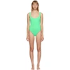 HUNZA G HUNZA G GREEN CLASSIC SQUARE NECK ONE-PIECE SWIMSUIT