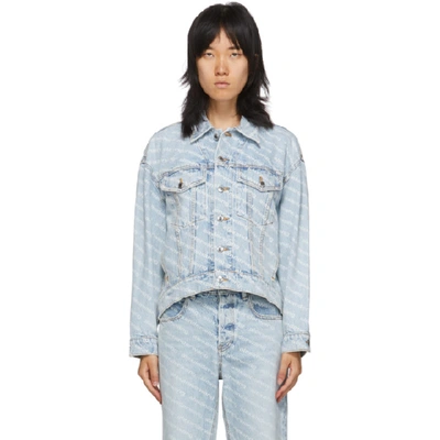 Alexander Wang Falling Back Logo-print Denim Jacket In Blue