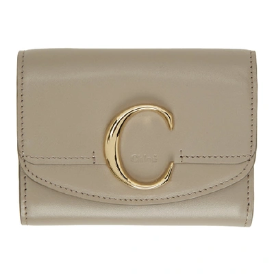 Chloé Chloe Grey Small Chloe C Trifold Wallet In 23w Mottygr