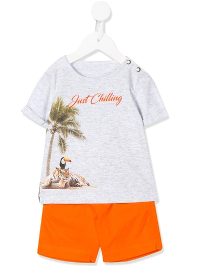 Lapin House Babies' Just Chilling Short Set In Orange
