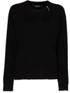 VERSACE SAFETY-PIN DISTRESSSED-EFFECT JUMPER