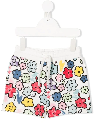 Stella Mccartney Kids' Organic Cotton Floral Shorts In White