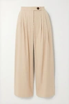 ANNA QUAN GIGI PLEATED LINEN-BLEND STRAIGHT-LEG trousers