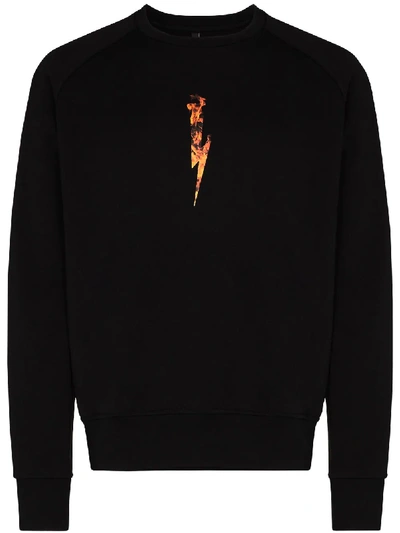 NEIL BARRETT FLAME LOGO PRINT SWEATSHIRT