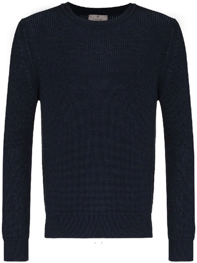 Canali Wool And Cotton-blend Jumper In Blue