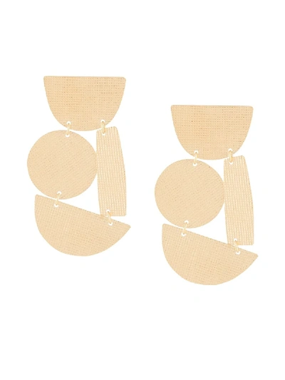 Annie Costello Brown Geometric Shapes Oversized Earrings In Gold