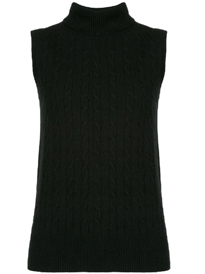Erdem Jonquil Roll-neck Cable-knit Cashmere Jumper In Black