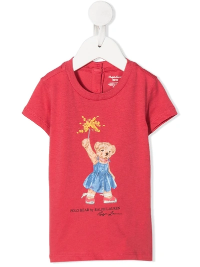 Ralph Lauren Babies' Teddy Bear Print T-shirt In Pink