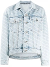 Alexander Wang Logo Printed Cotton Denim Jacket In Blue