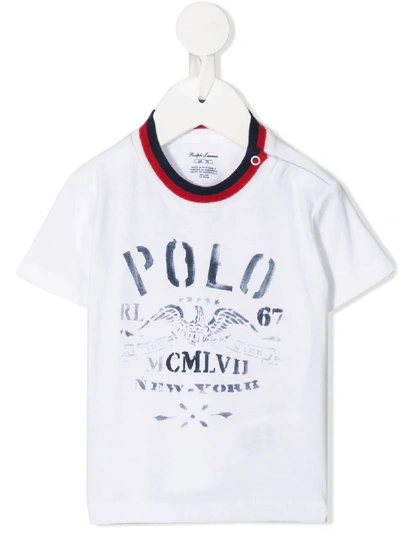 Ralph Lauren Babies' Logo Print T-shirt In White