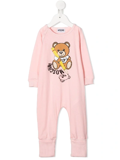 Moschino Babies' Teddy Bear 印花连体衣 In Pink