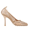 Bottega Veneta 90mm Stretch Mesh & Leather Pumps In Neutrals