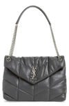 Saint Laurent Medium Loulou Puffer Quilted Leather Crossbody Bag In Storm