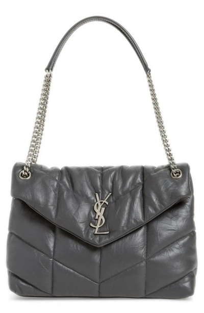 Saint Laurent Medium Loulou Puffer Quilted Leather Crossbody Bag In Storm