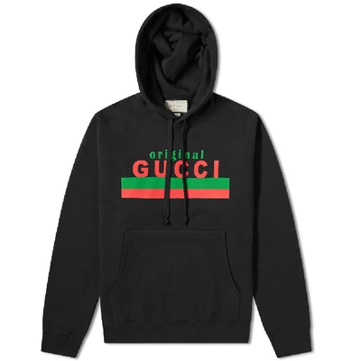 Gucci Original Print Cotton Hoodie In Black