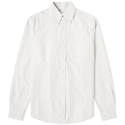 Adsum Uneven Stripe Button Down Shirt In Grey