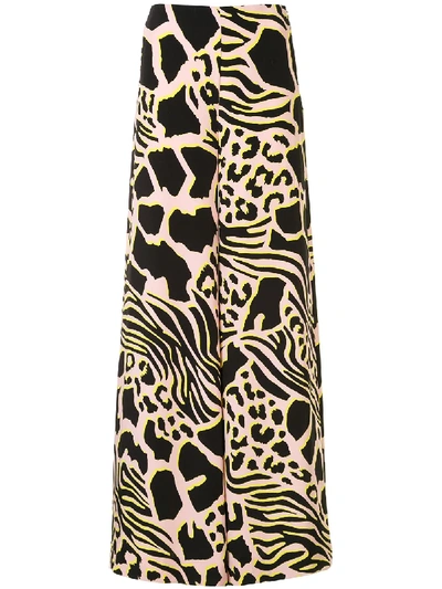 Adam Lippes Abstract-print Silk Palazzo Trousers In Pink