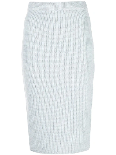 Adam Lippes Knit Pencil Skirt In Blue