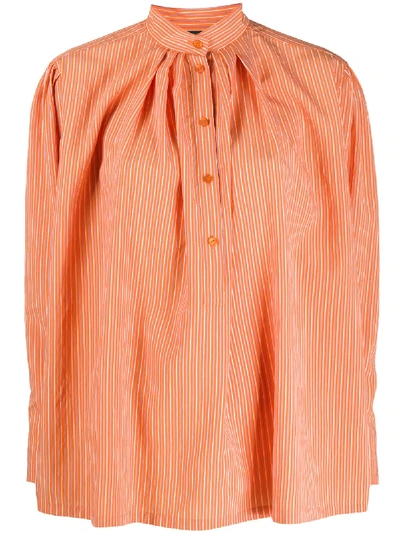 Alberta Ferretti Striped Oversized Blouse In Orange
