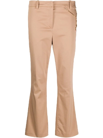 Liu •jo Cropped Flared Trousers In Brown