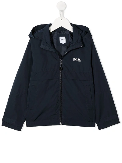 Hugo Boss Kids' Logo Zipped Jacket In Blue