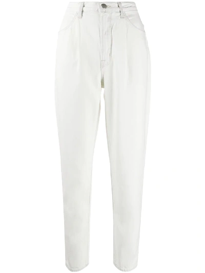 J Brand High-waisted Tapered Jeans In White