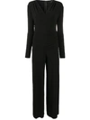 Norma Kamali Gathered Wrap-front Jumpsuit In Black