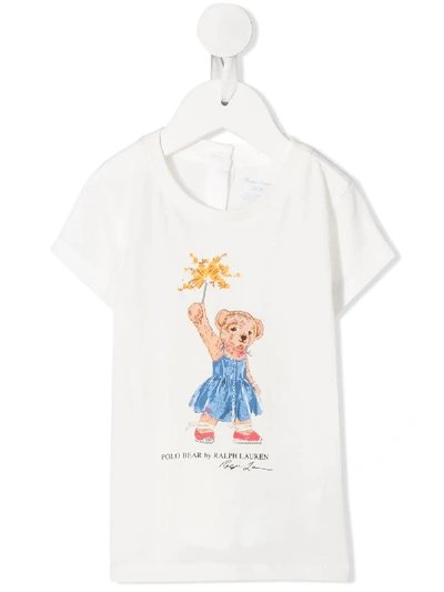 Ralph Lauren Babies' Teddy Bear Print T-shirt In White